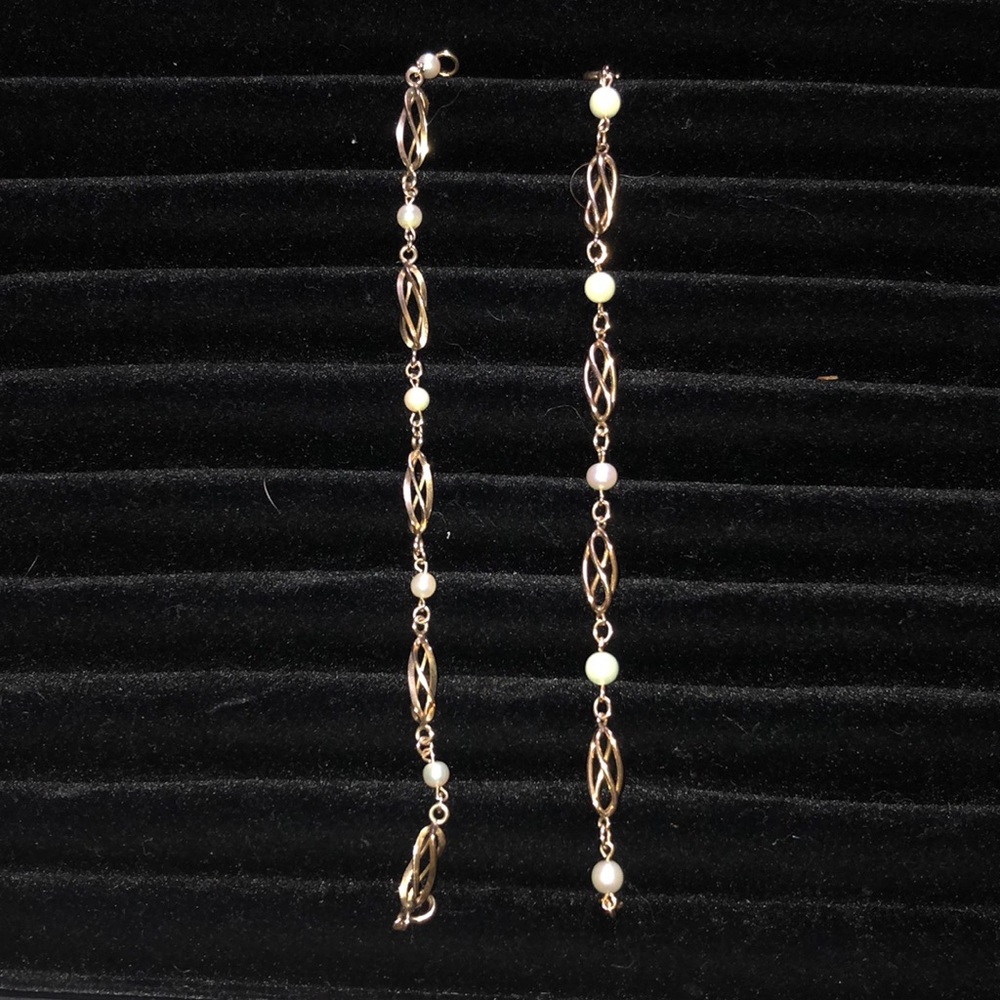 12kt Gold and Real Pearl Bracelets
